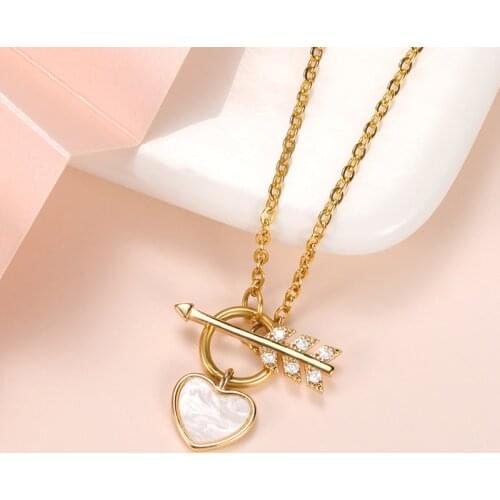 Romantic Heart Necklace French Opal Love Clavicle Chain Korean Simple Female Arrow Pendanklace Female Short Pendant for Women