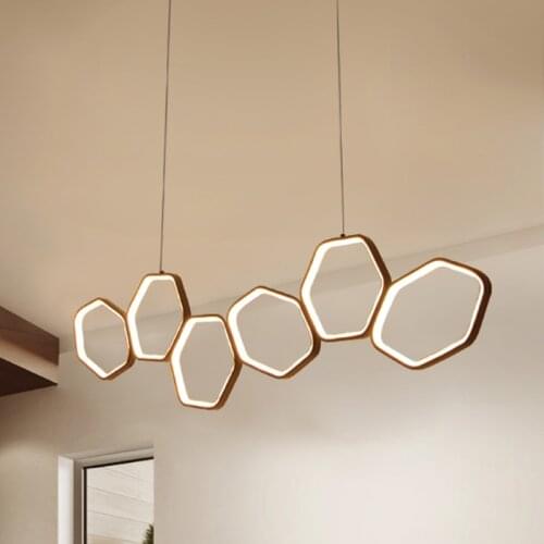 Modern minimalist brown paint aluminum hollow chandelier Nordic creative 6 silicone living room decoration LED lighting dimmable