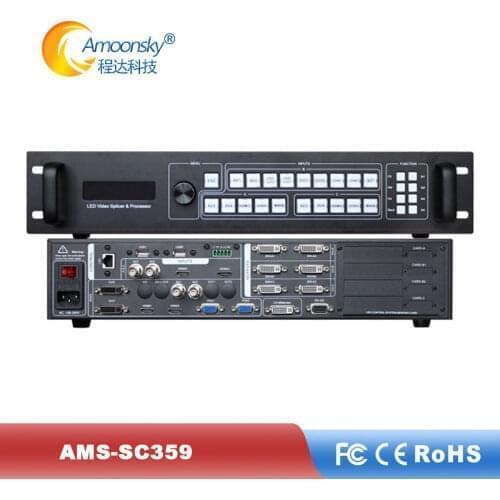 Led screen processor outdoor ams-sc359 hd led display video stitcher support three view roaming for commercial led panel