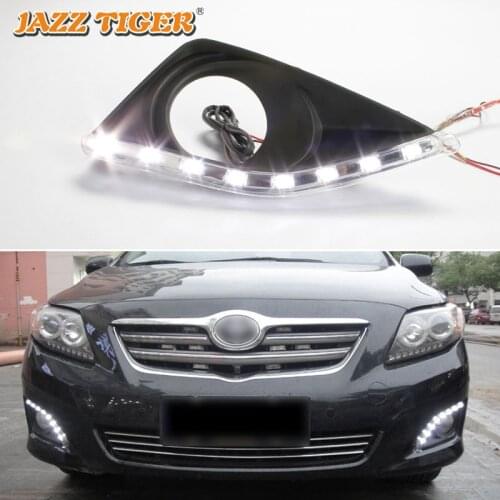 12V LED Daytime running lights For Toyota Corolla 2007 2008 2009 2010 auto Drl with turn signals for cars fog lights headlights