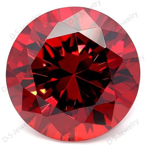 Wuzhou wholesale brilliant cut cz 40mm red color Round shape Synthetic gems cubic zirconia gemstones