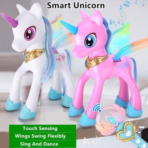 Smart Touch Sensor RC Unicorn Can Sing And Dance Wings Glow Children’s Early Education Eoys Electric Remote Control Unicorn Toy