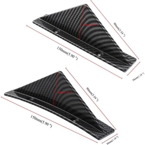 X7AE 4Pcs Carbon Fiber Curved Car Rear Bumper Addon Lip Diffuser Shark Fin Spoiler