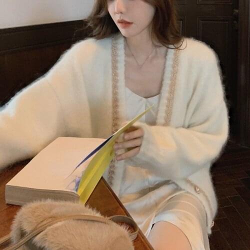 2021 Autumn Knit Cardigan Coat Female Preppy Style Long Sleeve Vintage Sweater Coat Office Lady Fashion Korean Coats Women Chic