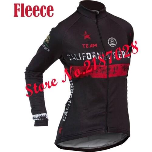 2016 California Womens long sleeve cycling Jersey black Thermal Winter Fleece & no Fleece / cycling clothing Arbitrary choice