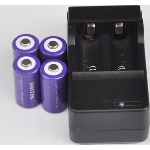 4-8PCS 3.7V 16340 rechargeable li-ion battery 1000mah + charger lithium ion cell 17335 CR123A CR 123A for LED laser flashlight