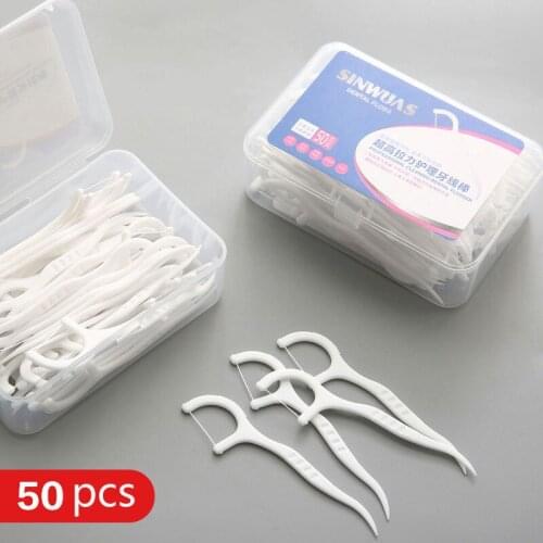 50PCs a lot toothpick Portable Dental Care Clearance Cleaning Bowx Flat Line clear toothpick teeth cleaning tools crossbow