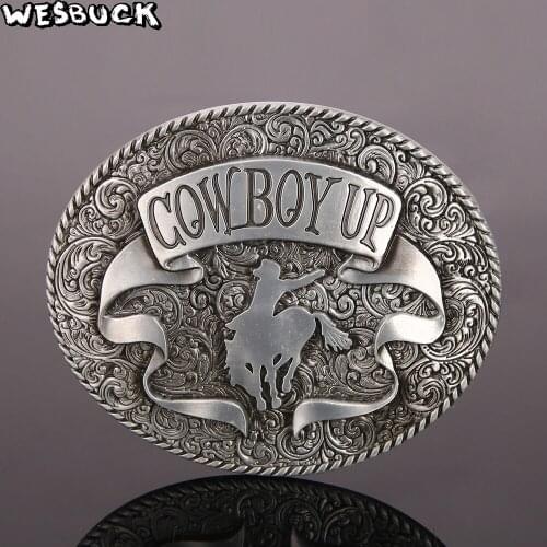 5Pcs MOQ WesBuck Brand sign Metal NEW Western cowboy belt buckle Suitable for 3.8-4cm Wide belt Men Cowboy Belt