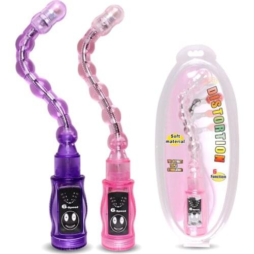 6 Speeds vibrator Anal Beads Pliable Flexible silicon Butt Plug dildo Vibrator Anal Plug Tail Adult Sex Toys for Women Men Gay