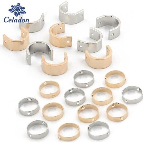 Promotion! 30-60pcs/lot Copper Alloy C Buckle Round Metal Charms Pendants for Earring Necklace Jewelry Findings Making