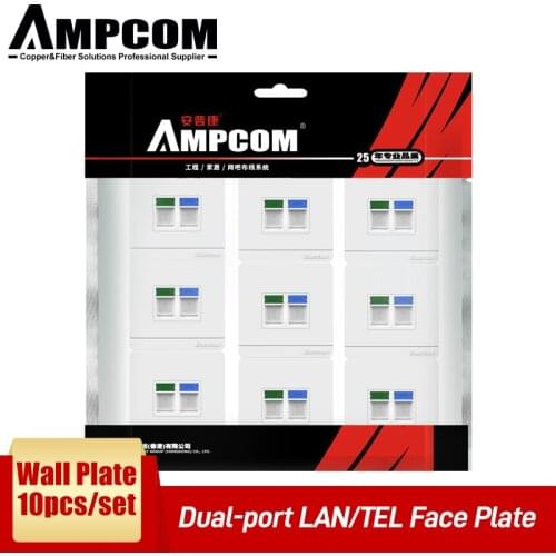 AMPCOM 86 Type Faceplate Computer Socket Panel Network Module Keystone Jack RJ45 Modular Coupler Wallplate Connector Adapter
