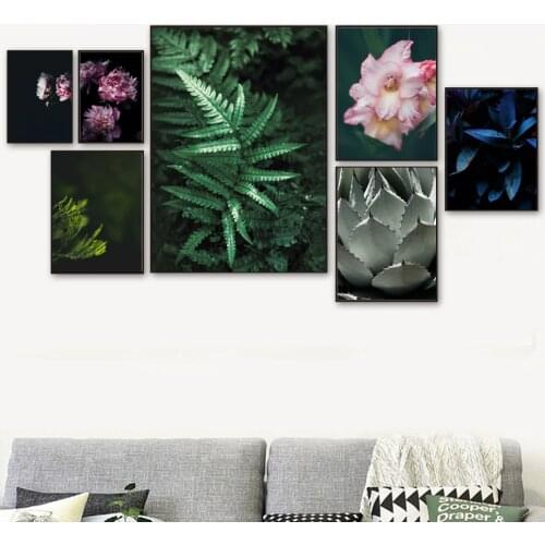 Peony Flower Monstera Fern Leaves Plant Wall Art Canvas Painting Nordic Posters And Prints Wall Pictures For Living Room Decor