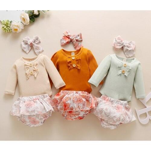 Childrens Clothing for Baby Girls Long Sleeve Cotton Printing Shorts Autumn Style Casual Two Piece Sets Toddler Costume 0-24M
