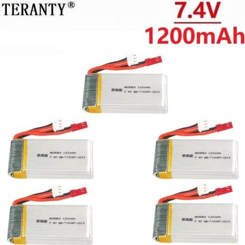 For MJX X101 X102 7.4V 1200mAh Rechargeable Battery For Yi zhang X6 H16 H40WH V262 V333 V353B V666 RC Quadcopter Spare Part