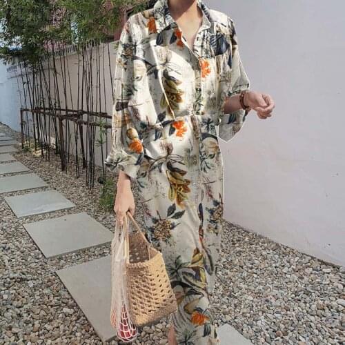 Elegant Floral Shirt Dress Women Printed Sundress 2021 ZANZEA Spring Long Sleeve Maxi Vestidos Female Lapel Robe Femme Oversize