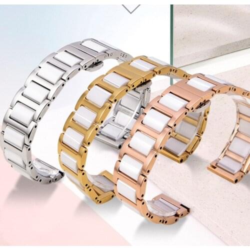 Ceramic Bracelet in stainless steel watchband 14mm 16mm 18mm 20mm 22mm 24mm Watch Strap Women Man Fashion Wristwatches band Tool