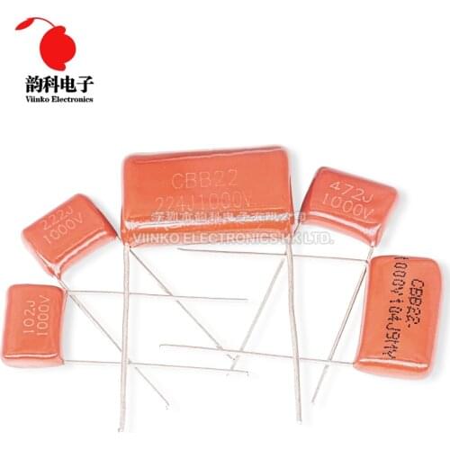 10pcs 1000V 224 104 102 222 472 1KV CBB capacitor 2.2NF 4.7NF 0.1UF 100NF 0.22UF 220NF 0.001UF 1NF 1000PF 102J 472J 104J 224J
