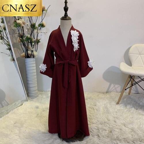 2020 Hot Sell Kids Design Fashion Flowers Muslim Dresses Islamic Arab Abaya For Kids Clothing Middle East Children Cardigant