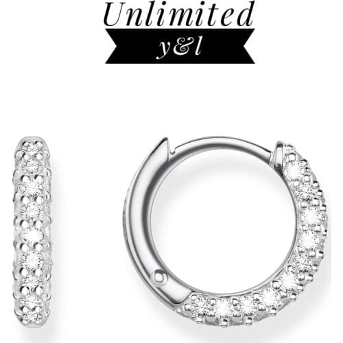 Small Creole Hinged Hoop Earrings 925 Sterling Silver White CZ Thomas Fashion Good Jewelry for Women Men 2020 Summer Gifts