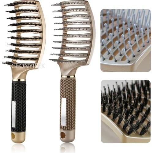 Hair Scalp Massage Comb Bristle Nylon Hairbrush Wet Curly Detangle Anti-Static Hair Brush Professional Salon Hairdressing Style