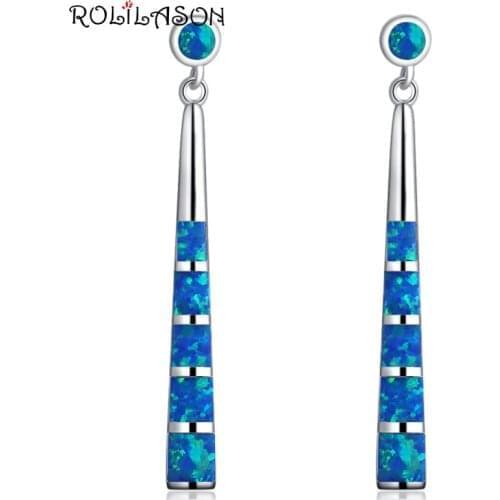 Fashion 4.19g Created blue fire opal Drop Earrings 925 Sterling Silver Earrings Wedding Jewelry For Women SE002