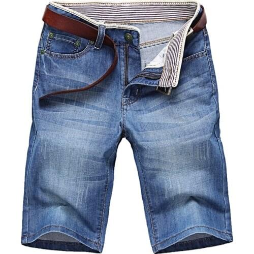 2019 ClassDim Mens Denim Shorts Good Quality Short Jeans Men Cotton Solid Straight Short Jeans Male Blue Casual Short Jeans
