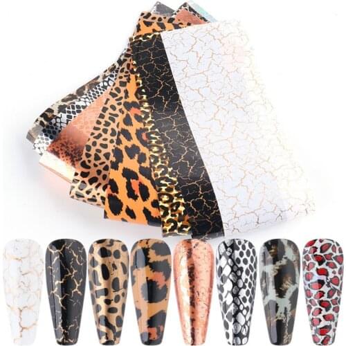 Nail Art Leopard Wild Animal Skin Nail Foil Sticker Snake Print Nail Art Transfer Slider Starry Sky Manicure Decoration Wrap