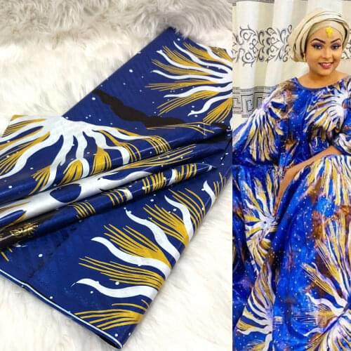 Nigerian Printed Lace Fabric Latest Bazin Riche 2021 New High Quality Original African Lace Fabric for Party Dress VE49