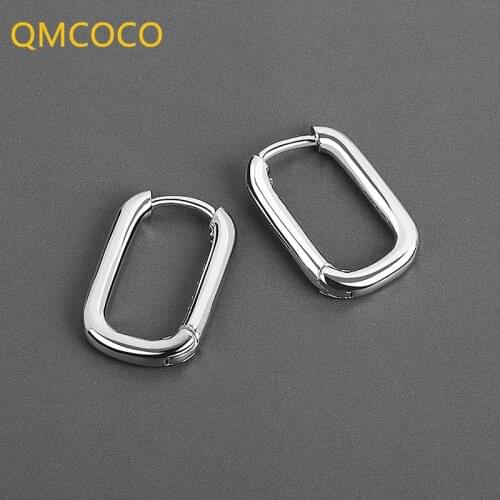 QMCOCO 925 Silver Korean New Trendy O-Shape Square Earrings Temperament Simple Charm Elegant Jewelry Accessories