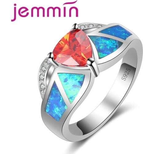 Wholesale Retail Shining Ring Blue Fire Opal Orange Stone For Women Wedding Opal Jewelry Rings