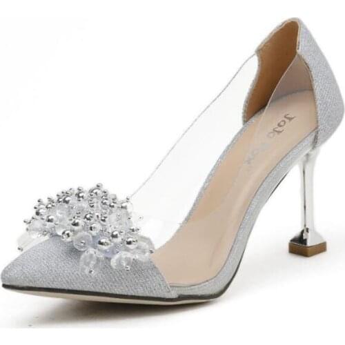 Sexy High Heels Pointed Toe Party Wedding Shoes Stiletto Plus Size 35-41 Women Heels rhinestone pumps Bridal Shoes Women Pumps