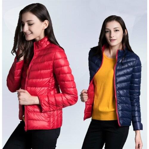 2018 Autumn Winter Double Coat Women Ultra Light Down Jacket Duck Down Coats Female Lightweight Short Outwear Two Wears AB1009