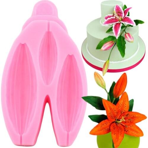 Lily Buds Silicone Mold Cake Border Fondant Molds Flower Petal Wedding Cake Decorating Tools Candy Clay Chocolate Gumpaste Mold