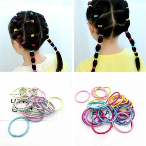 50pcs 2.5cm Girls Scrunchy Elastic Hair Bands Baby Rubber Bands Kids Hair Accessories Headband Decorations Ties Gum for Hair