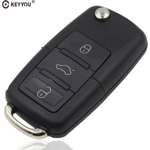 KEYYOU 10X 3 Buttons Folding Filp Remote Control Key Shell Fob For Volkswagen VW Jetta Golf Passat Beetle Polo Bora Car Key Case