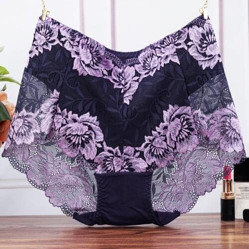 High Waist Briefs Cotton Crotch Panties For Women Plus Size Underpants Lace Lingerie Soft Breathable Underwear Female Intimates