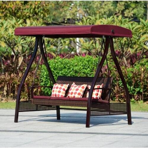 Outdoor Iron Garden Swing Tent Double Rocking Chair Balcony Courtyard Leisure Rattan Chair Hanging Tent Chair