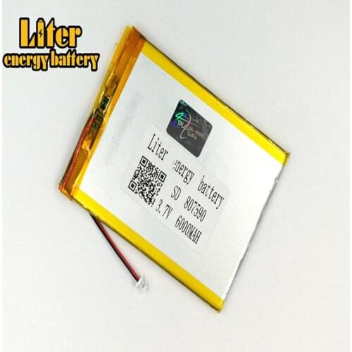 Plug 1.0-2P 807590 3.7V 6000mah Lithium Polymer Battery e-books GPS PDA Recreational machines power bank rechargeable battery
