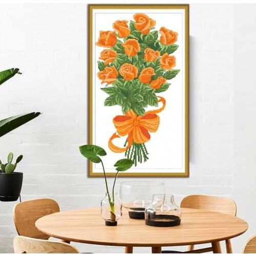 Needlework,Printed Cross stitch,Sets For Embroidery kit Cross-Stitching Silk Or Cotton Threads Rose Flowers