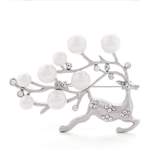 Lovely Creative Animal Deer Brooch Luxury Fashion Jewelry Women Rhinestone Elegant Gift Antique Corsage pearls pin brooch