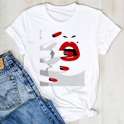 Watercolor T-shirt Women Polyester Printing Round Neck Camiseta Mujer Fashion Aesthetic White Tshirt for Women