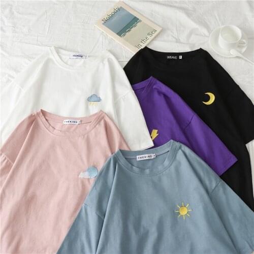 BF Embroidered Best Friend Short Sleeve T-shirt Women Ulzzang Fashion Loose Casual Tops Tees Female Plus Size 2020 Summer