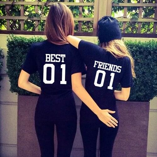 Best Friend 01 Matching Best Friends T-Shirts BFF Tee Summer Round Neck Girlfriends Sisters Besties Tshirt BFF Tops Clothes Tops