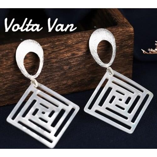 Volta Van Women Drop Earrings Pendientes Plata 925 Sterling Silver 2021 New Fine Jewelry Natural Shell Geometric Vintage Earring