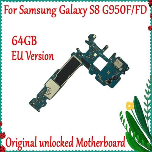 100% Original unlocked for Samsung Galaxy S8 G950U G950F G950FD G955U G955F G955FD motherboard with chips Logic board 64GB
