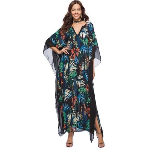 2018 Vestido Long Flower Dress Retro Bohemian Maxi Dress Sexy Ethnic Deep V-neck Floral Print Beach Dresses Boho Hippie Robe