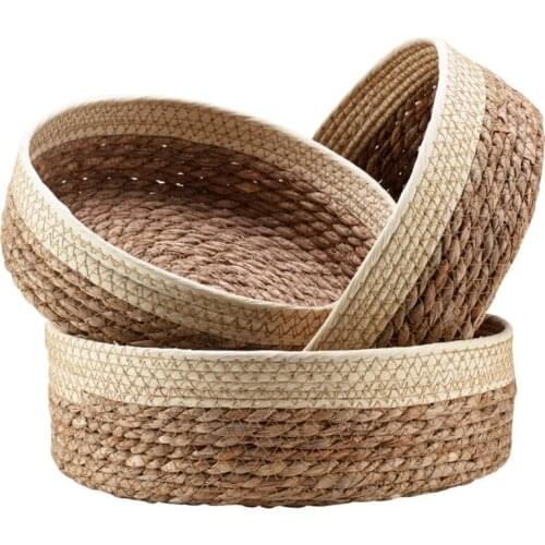 3PCS Rattan Wicker Basket Tray Set for Organizing Wicker Fruit Basket Bread Serving Basket Food Storage Baskets Holder