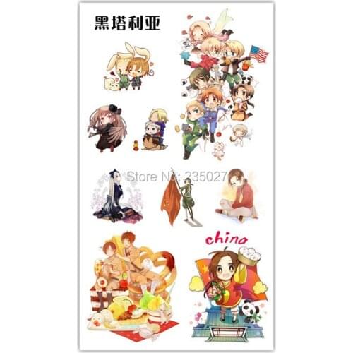 30 sheets/lot Axis Power Hetalia Tattoo Stickers Children Tattoos Paper For Kids Body Arm Anime Sticker