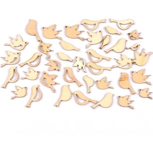 50Pcs/set Wood Handicraft mixed Bird DIY Wooden Crafts Scrapbookings Accessories Embellishment Home decorations 10-20mm MT1926