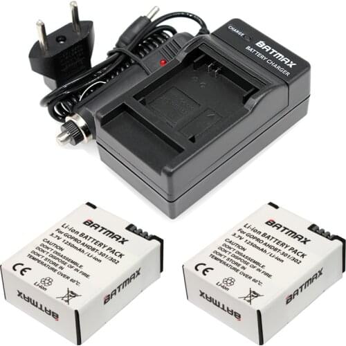 For 2X Gopro hero3 battery 301 302 + dual charger car kit for Go pro batteries hero 3 3+ white black edition camera accessories